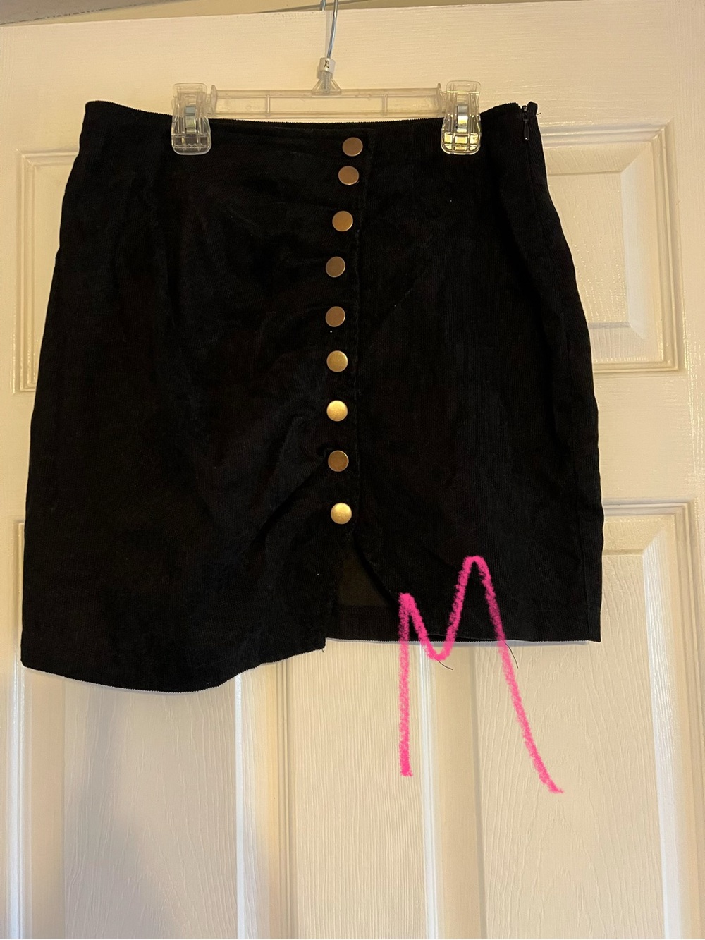 Pink Lily Black Button-Front Mini Skirt